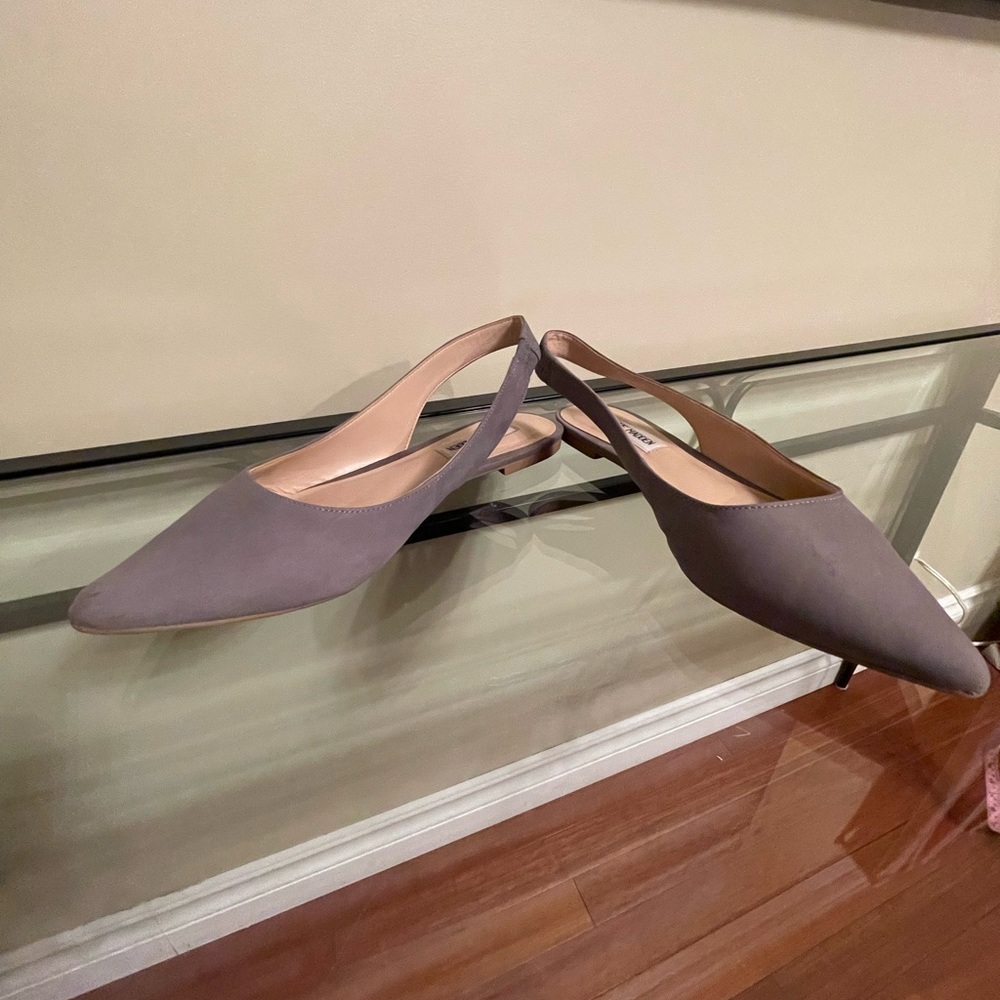Grey suede sling back flats by Steve Madden Size 7.5m